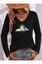 Mix Printed V-Neck Cotton Lycra Long Sleeve Regular Fit Blouse T-Shirt - 2