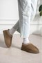 Women's Boots with Thick Soles, Embroidered Details, and Faux Fur Lining in Mink Suede.