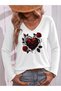 Mix Printed V-Neck Cotton Lycra Long Sleeve Regular Fit Blouse T-Shirt - 2