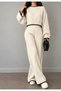 Women's Knitwear Set, Crop Sweater, Wide-Leg Pants, Two-Piece Set. - 4