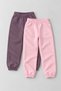 Girls' 2-Piece Sweatpants with Cute Animal Embroidery - 2