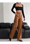 Women's High-Waisted Wide-Leg Leather Cargo Pants. - 4