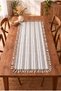 Cream-Colored, Black, Gray, and Beige Striped Modern Scandinavian Bohemian Textured Premium Tassel Runner and Console Table Cover, 58X116 Cm.