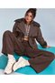Women's Brown Contrast Collar Trench Coat with Drawstring Waist - 2