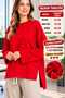 Tunic Blouse Basic with Slit Details on the Sides, Red