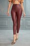 Women's High-Waisted, Slim-Fit Leather Pants with Lace-Up Detail / Lace up Leather Pants - 6