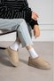Mira Beige Suede Women's Casual Boots with Fur-Lined Embroidered Thick Sole