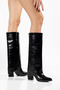 Women's Black Boots - Heeled, Zippered, Slip-On Shoes - 5