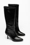 Women's Black Stiletto Heel Boots with Zipper