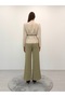 Avelina Belted Blazer with Belt Detail and Contrast Trimming, Paired with Pants—Cream and Light Khaki Suit - 8