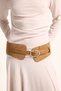 Women's Oval Buckle Suede-Look Faux Leather Wide Belt H7544Axns - 2