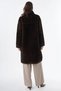 Knitted Pattern Plush Coat, Dark Brown. - 4