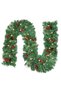 2.7m 9FT Green Christmas Garland with 50 Warm White LED Lights, 8 Lighting Modes, Red Berries & Pine Cones, Bendable Garland for Fireplace Stair Door Frame Decor