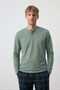 Cotton Half-Button Plaid Men's Pajama Set, Green. - 2