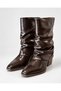 Brown Textured Women's Ruched Boots - 3