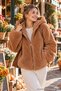 Women's Hooded Plush Jacket, Zippered, Soft-Touch Teddy Coat.