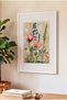 1 Piece of a Vintage Painting with a Pastel Floral Theme, Framed in White Wood. - 3