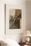 1 White Wood-Framed Vintage Painting with a Peaceful Landscape Theme.