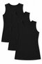 Women's Black 3-Pack Cotton Spandex Round Neck Sleeveless Tank Top, 94% Cotton, 6% Elastane.