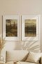 2 Pieces of Vintage Paintings with a White Wooden Frame, Featuring a Misty Valley and Forest Scene. - 2