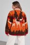 Women's Patterned Zippered Fleece Jacket Cty-Çtn-22862 - 3