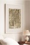 1 Piece of Beige-Themed Vintage Painting with a White Wooden Frame and Textured Surface.