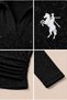 Polo Collar Blouse with Silver Embroidery and Ruffled Details - 2
