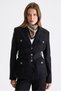 Velvet Jacket with a Flap Pocket and Belt, Black.