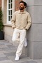Men's Textured Seasonal Jacket with Buttoned Collar - 5