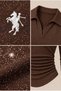 Polo Collar Blouse with Silver Embroidery and Ruffled Details - 2