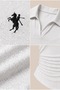 Polo Collar Blouse with Silver Embroidery and Ruffled Details - 2