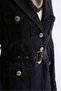Velvet Jacket with a Flap Pocket and Belt, Black. - 4