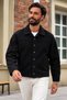 Men's Textured Seasonal Jacket with Buttoned Collar - 6