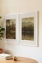 2 Pieces of Vintage Paintings with a White Wooden Frame, Featuring a Misty Valley and Forest Scene. - 3