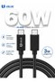 كابل USB-C إلى USB-C، بقدرة 60 واط، يدعم نقل البيانات عبر USB 2.0، كابل شحن طويل جدًا بطول 3 أمتار، باللون الأسود، متوافق مع أجهزة ماك بوك.
