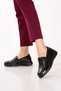 Genuine Leather Women's Anatomical Comfortable Lightweight Casual Shoes Elnr.7057 Black Croco - 3