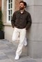 Men's Textured Seasonal Jacket with Buttoned Collar - 6