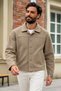 Men's Textured Seasonal Jacket with Buttoned Collar - 3
