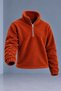 Men’s Mock Neck Half-Zip Winter Terracotta Color Fleece Sweatshirt - 4