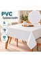غطاء طاولة من مادة PVC بنقشة هندسية، يمكن مسحه ومقاوم للماء.