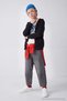 Black Boys' Plain-Knit Long-Sleeve Hooded Sweatshirt TKDAW27SW00056 - 2