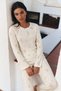 Women's Patterned Long-Sleeved Comfortable Ecru Pajama Set