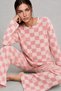 Women's Striped Regular Fit Pink Pajama Set 4691 - 3