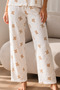 Women's Loose Long-Legged Cotton Off-White Pajama Set - 4