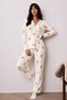 Women's Long Sleeve Buttoned Bottom Top White Pajama Set - 5