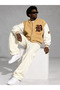 Oversized Beige/Ecru Unisex 3-Thread Oversized College Jacket with Embroidered Details - 4