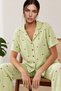 Women's Short-Sleeved Comfortable Green Pajama Set 4732