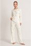 Women's Patterned Long Sleeve Ecru Pajama Set 4722 - 5