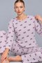 Women's Striped Comfortable Patterned Double Purple Pajama Set 4809 - 4