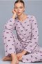 Women's Striped Comfortable Patterned Double Purple Pajama Set 4809 - 2